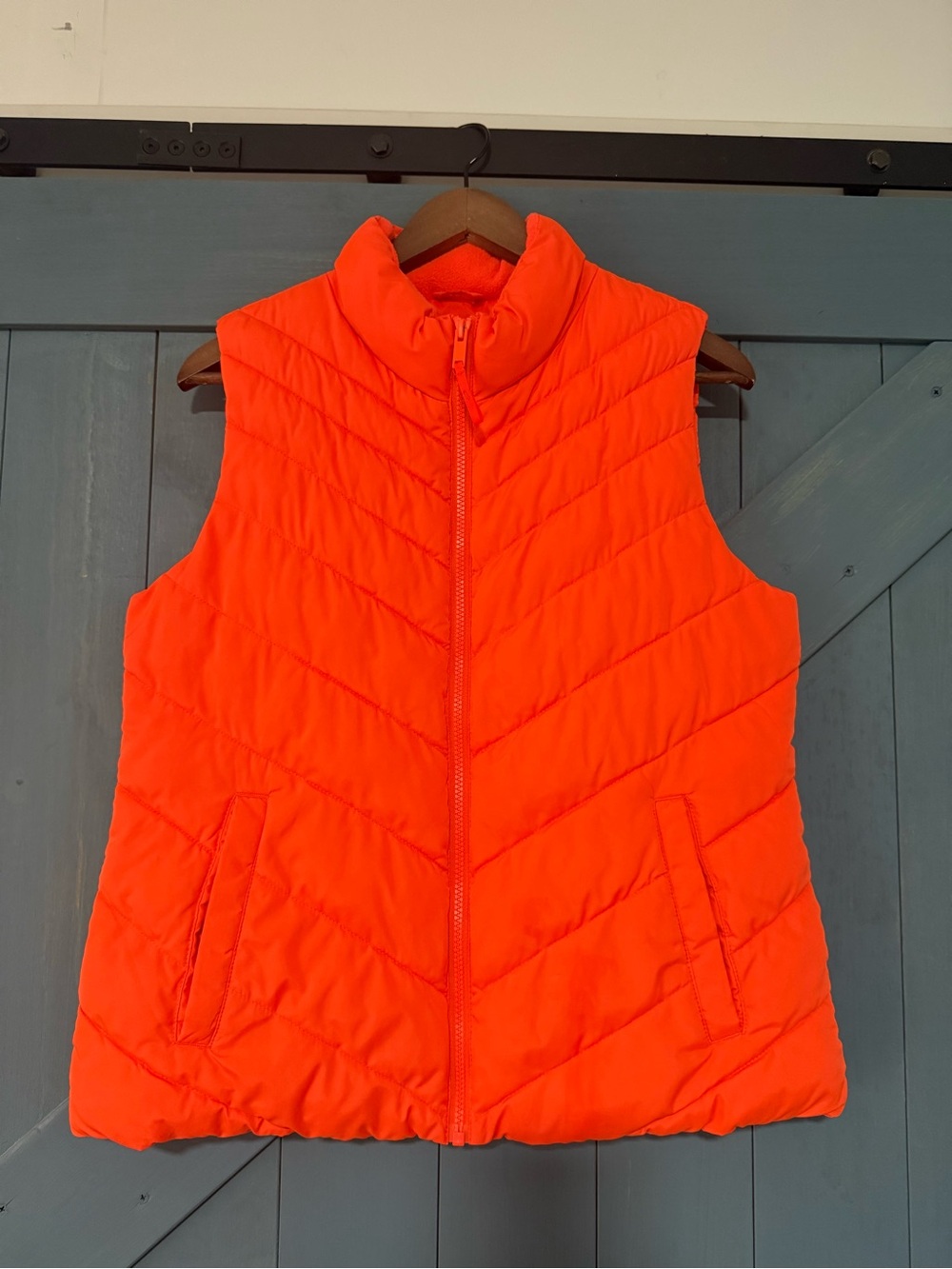 GAP Neon Orange Quilted Puffer Vest